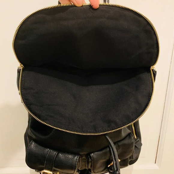 ALDO Black Faux Leather Backpack Book Bag - Picture 4 of 12